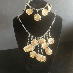 RLM brass & stainless steel waterfall necklace & bracelet set.